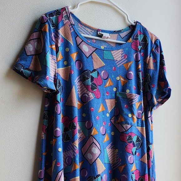 LuLaRoe 80s Geometric Print Midi Dress Size Medium - Picture 4 of 15